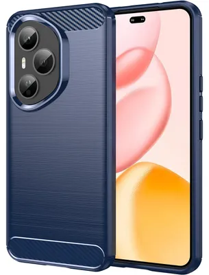 Produktbild von Hülle für Honor 400 Pro, Carbon-Faser TPU Silikon Stoßfest Schutzhülle Blau