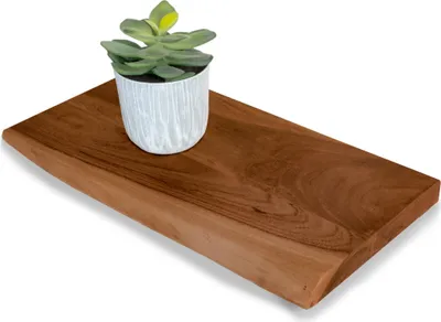 Produktbild von Wandregal Amanda, Akazienholz massiv, nussbaumfarben & lackiert, Holzregal/Steckboard mit Baumkante, 50x20 cm Regal