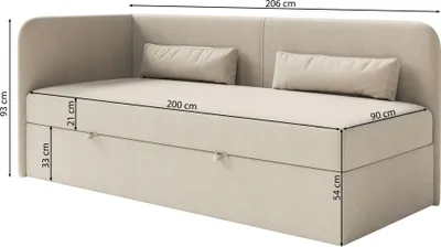 Obrázek produktu pro Selsey Calmmo - Postel pro mladé 90x200 s podnožkou, žinylkový potah, čelo vpravo, tmavě šedá