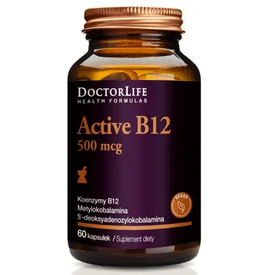 Zdjęcie produktu dla Doctor Life Active B12 Aktywna witamina B12 500mg, 60 kapsułek