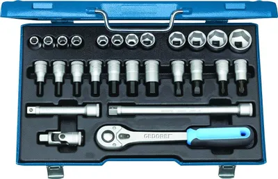 Produktbild von GEDORE 19 IMU-10 Steckschlüssel-Satz 1/2", 27-teilig, 6-kant, 10-30 mm, 6139750