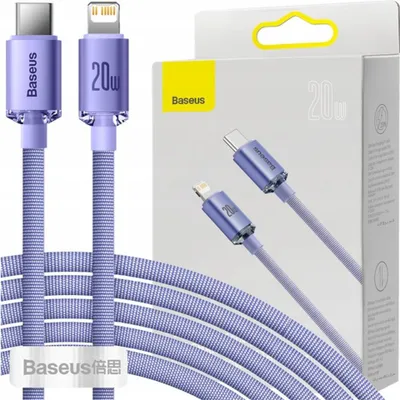 Image de USB-C to Lightning Cable Baseus Crystal Shine Series, 20W, 2.4A, 2m, Purple CAJY000305