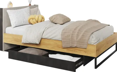 Produktbild von Furniture24 Bett TEEN FLEX TF-17 mit Schublade Lattenrost 120x200 cm und Led Beleuchting in Kopfteil