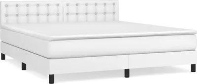 Produktbild von vidaXL Boxspringbett mit Matratze Weiß 160x200 cm Kunstleder