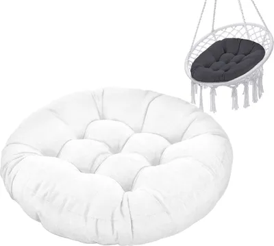 Produktbild von Hängesessel Kissen, Polster Bodenkissen für Schwenksessel, Auflage für Baumwoll Hängeschaukel, Papasansessel, Hängekorb, Hängestuhl, Durchmesser 90 cm, Weiß [114]