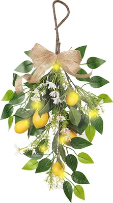 Obrázek produktu pro Umělý citronový věnec Teardrop Wall Hanging Teardrop Lemon Fruit Wreath Artificial Lemon Swag