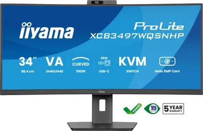 Produktbild von ProLite XCB3497WQSNPH-B1 (86.4 cm (34 Zoll), schwarz (matt), UWQHD, VA, Curved, KVM, USB-Hub, USB-C, Webcam, 120Hz Panel)