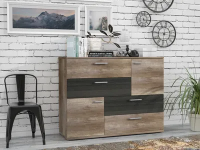 Produktbild von Kombikommode >SKIVE< in Eiche Antik / Touchwood  - 124,9x95,9x41,3cm (BxHxT)