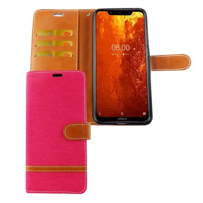Image de Étui de protection pour Nokia 8.1 / Nokia X7, couleur rose, avec porte-cartes
