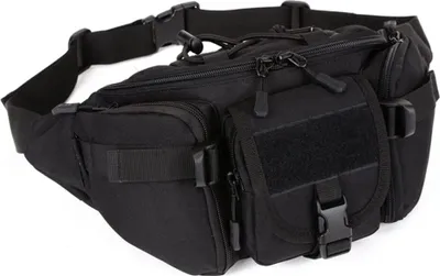 Produktbild von XS Taktische Militär Hüfttasche mit Reißverschluss, aus 1000D Nylon und Leinwand, mit robuster ABS-Schnalle, 32x13x15 cm, 5 Fächer, passend für Handys bis 5.5 Zoll und iPad mini (8 Zoll Tablet), ideal für Outdoor Sport, Wandern, Laufen