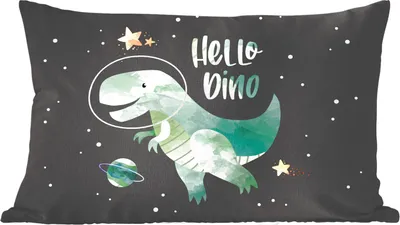 Produktbild von MuchoWow® Zierkissen Sofakissen Wohnzimmer Dekokissen 50x30 cm Zitate - 'Hallo Dino' - Sprichwörter - Jungen - Kinder - Kinder - Wohnzimmerdekoration - Polster mit Photo