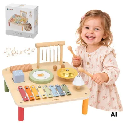Productafbeelding van Viga Houten Educatieve Muzikale Zintuiglijke Tafel 7in1