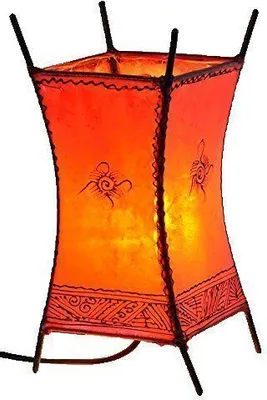 Produktbild von Orientalische Lampe Hennalampe marokkanische Lederlampe Tischleuchte Stehleuchte Carree Sonne 30 cm, rot