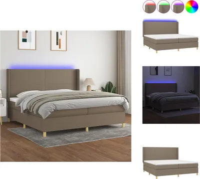 Produktbild von vidaXL Boxspringbett mit Matratze & LED Taupe 200x200 cm Stoff -  Betten & Bettgestelle