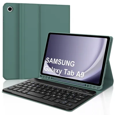 Produktbild von Galaxy Tab A9 2023 Kompatibilität Abnehmbare magnetische Dunkelgrün tastatur