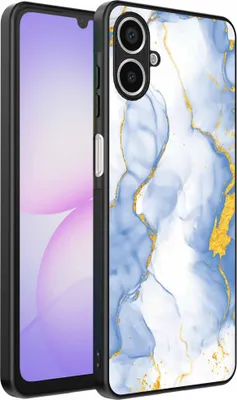 Produktbild von Geeignet für Samsung Galaxy A07 Telefon Fall mit hellblau Gold Marmor Print - TPU Backcover Fall hellblau Gold Marmor Design - Smartphonica