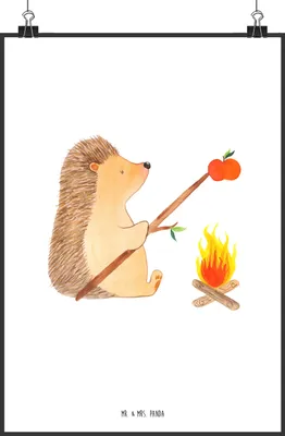 Produktbild von Mr. & Mrs. Panda Bild Igel Grillen DIN A0 - Weiß - Geschenk, Sinn Des Lebens, Ziele, Arbeitslos, Lustige Sprüche, drucke, Wandbild, Wanddekoration, Plakat, wanddeko