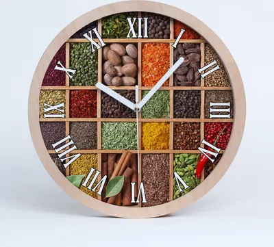 Produktbild von Holzuhr 30fi cm wanduhr - weiße Spitzen - Gewürze und Kräuter