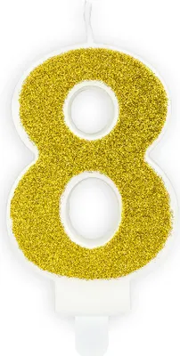 Obrázek produktu pro Narozeninová svíčka 8, zlatá, 7cm
