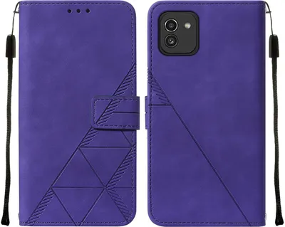 Produktbild von Galaxy A03 Hülle, Schlank Prägung Flip Leder Kartenfächer Schutzhülle mit Ständer für Samsung Galaxy A03 Lila
