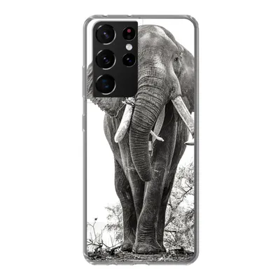 Produktbild von MuchoWow® Handyhülle Schutzhülle Hülle für Samsung Galaxy S21 Ultra Elefant - Porträt - Tiere - Schwarz und weiß Silikon Softcase Handy Hülle - Mobiltelefon