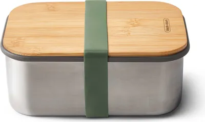 Zdjęcie produktu dla black+blum BAM-SB-L010, Pudełko, Prostokątny, 1,25 l, Oliwkowy, Stal nierdzewna, Bambusowy, Silikon, Stal nierdzewna, Bambusowy