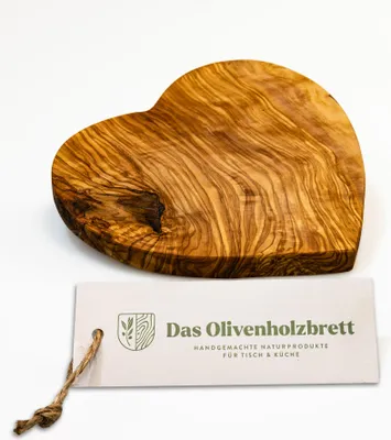 Produktbild von Brett aus Olivenholz in Herzform 20 cm