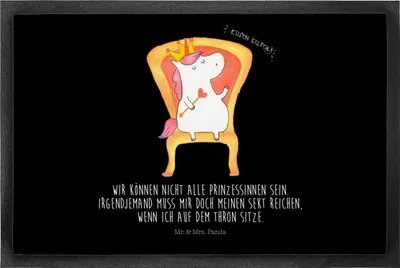 Produktbild von Mr. & Mrs. Panda fußmatte Einhorn König 50 x 75 cm - Schwarz - Geschenk, Prinzessin, Schmutzmatte, Türmatte, Präsident, Unicorn, Kaiser, Krone, Bodenvorleger, Fußabtreter