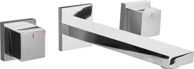 Produktbild von BELIANI Wandarmatur für Waschbecken silber Messing 3 Löcher Doppelhebel