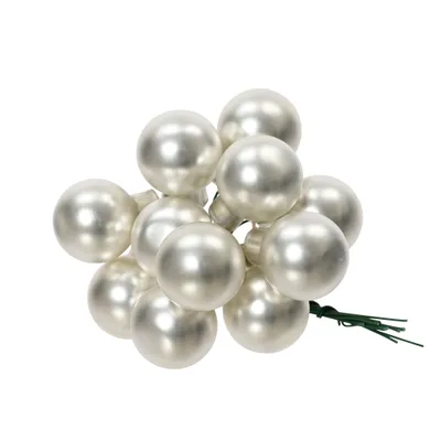 Produktbild von Weihnachtskugeln am Draht 2,5cm Glas 12 Stück - Silber matt