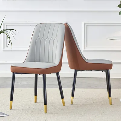 Image de Lot de 2 chaises de salle à manger, en similicuir avec dossier, design bicolore, style minimaliste, 89 cm