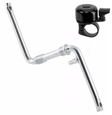 Image de Pédalier BMX M-Wave JH152, 155 mm, en acier chromé argenté, avec sonnette