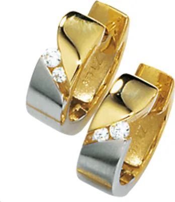 Produktbild von JOBO Creolen 333 Gold Gelbgold teilrhodiniert teilmattiert 4 Zirkonia Ohrringe