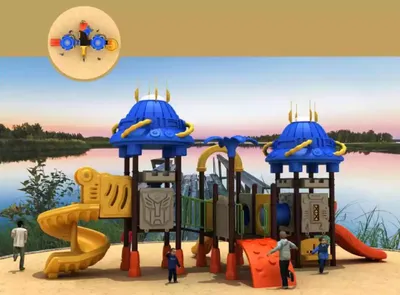 Produktbild von Unterhaltung für Kinder Spielplatz Outdoor Rutsche Roboterstil Kletterwand