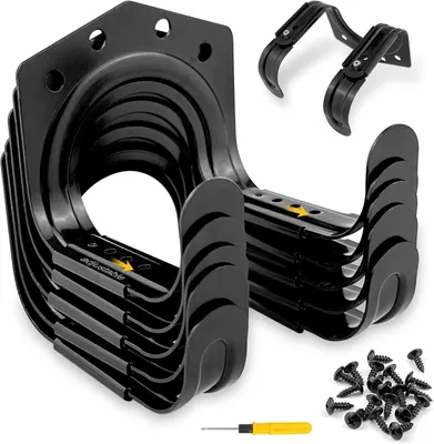 Produktbild von Pack von 5 Gartenwerkzeug Halter Haken, teleskopische Werkzeughalter, schwarz, mit 20 Schrauben und 1