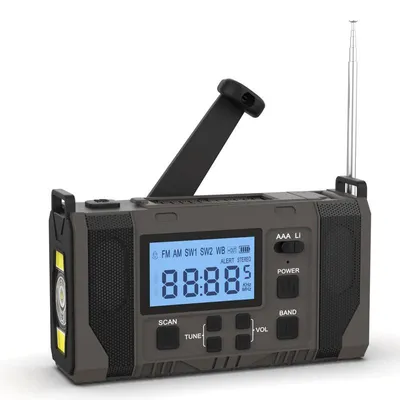 Produktbild von Notfall-Solarradio 10000 mAh – AM/FM Radio mit Taschenlampe & SOS-Alarm – Powerbank-Funktion, 3 Ladearten (Solar/USB/Handkurbel) – ideal für Camping & Stromausfall
