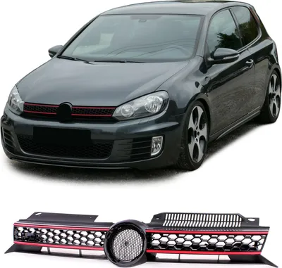 Produktbild von Sport Waben Kühlergrill Schwarz Rot passend für VW Golf 6 auch GTI 08-13