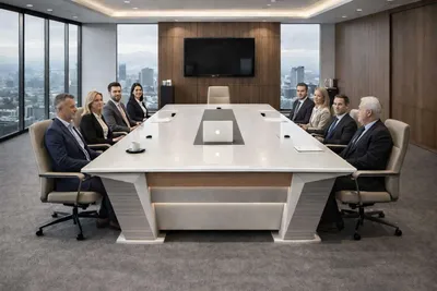 Zdjęcie produktu dla Elegancki biały stół konferencyjny, designerski stół biurowy, solidne meble
