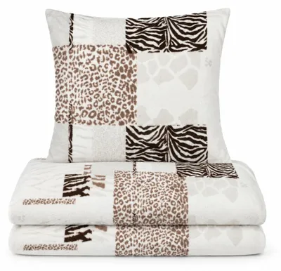 Imagen del producto de Juego de ropa de cama de microfibra polar con cremallera oculta, diseño patchwork, 135 x 200 cm + 80 x 80 cm