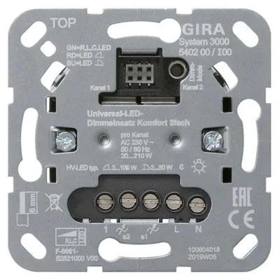 Obrázok produktu pre Gira Uni-LED-Dimmeinsatz 2fach S3000 540200 (540200)