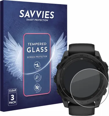 Produktbild von 3x Savvies Schutzglas für Garmin Tactix 8 AMOLED (51 mm) Displayschutz 9H Glas klar transparent