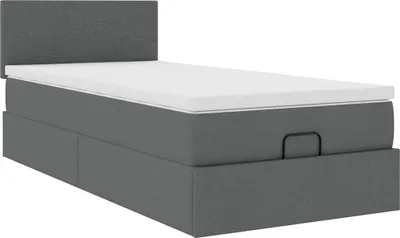Produktbild von Ottoman-Bett mit Matratze Dunkelgrau 90x190 cm Stoff