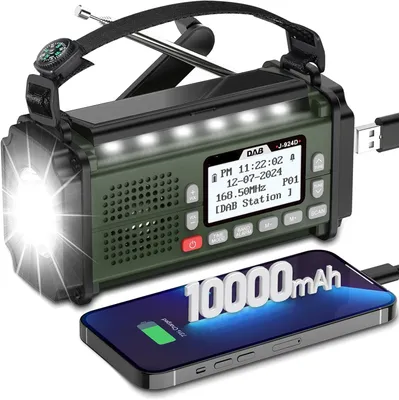 Produktbild von Noodradio – Sonnenradio und Kurbelradio – Tragbar mit 10000 mAh und DAB+/FM – Grün