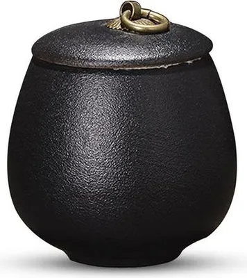 Image de Luxe Mini Urne 170 ML en céramique - Noir mat - Pour les cendres humaines et animales - Urne décorative