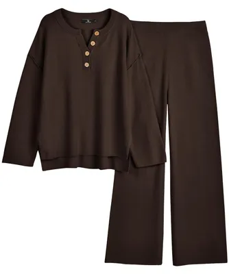 Immagine prodotto di Set da salotto LILLUSORY, composto da due pezzi, per donna, oversize, casual, confortevole