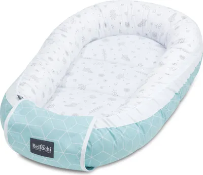 Produktbild von Bellochi Babynest Babynestchen Neugeborene - 100% Baumwolle -   - Baby Kuschelnest - 90x60x12cm - CuMint
