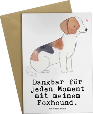 Produktbild von Mr. & Mrs. Panda Grußkarte Foxhound Moment - Weiß - Geschenk, jubiläumskarte, Laufhund, einladungskarten, Jagdhund, osterkarten, weihnachtskarten, hochzeitskarten