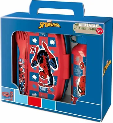 Produktbild von STOR Spiderman Midnight Flyer - Gift Box (Sandwich Box, Trinkflasche, Besteck)