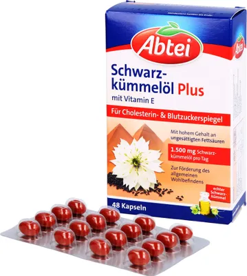 Produktbild von Abtei | Schwarzkümmelöl Plus mit Vitamin E | 48 Kapseln