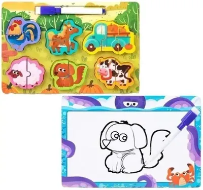 Immagine prodotto di Puzzle 2 in 1 in legno e lavagna - Merkpol